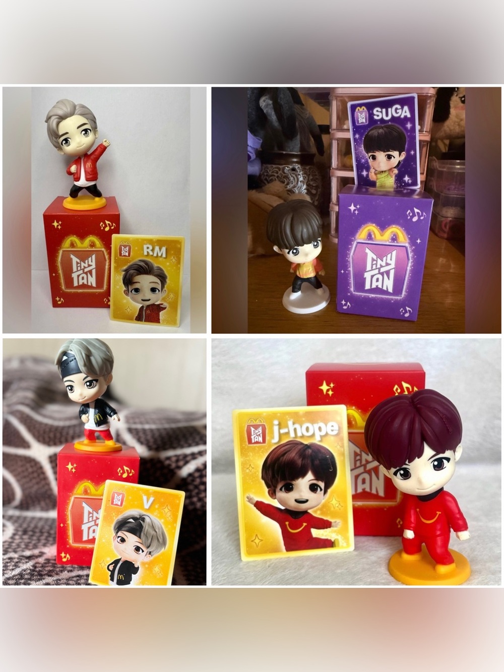 McDonald's TinyTAN BTS Figure Set - Red, Yellow & Purple
